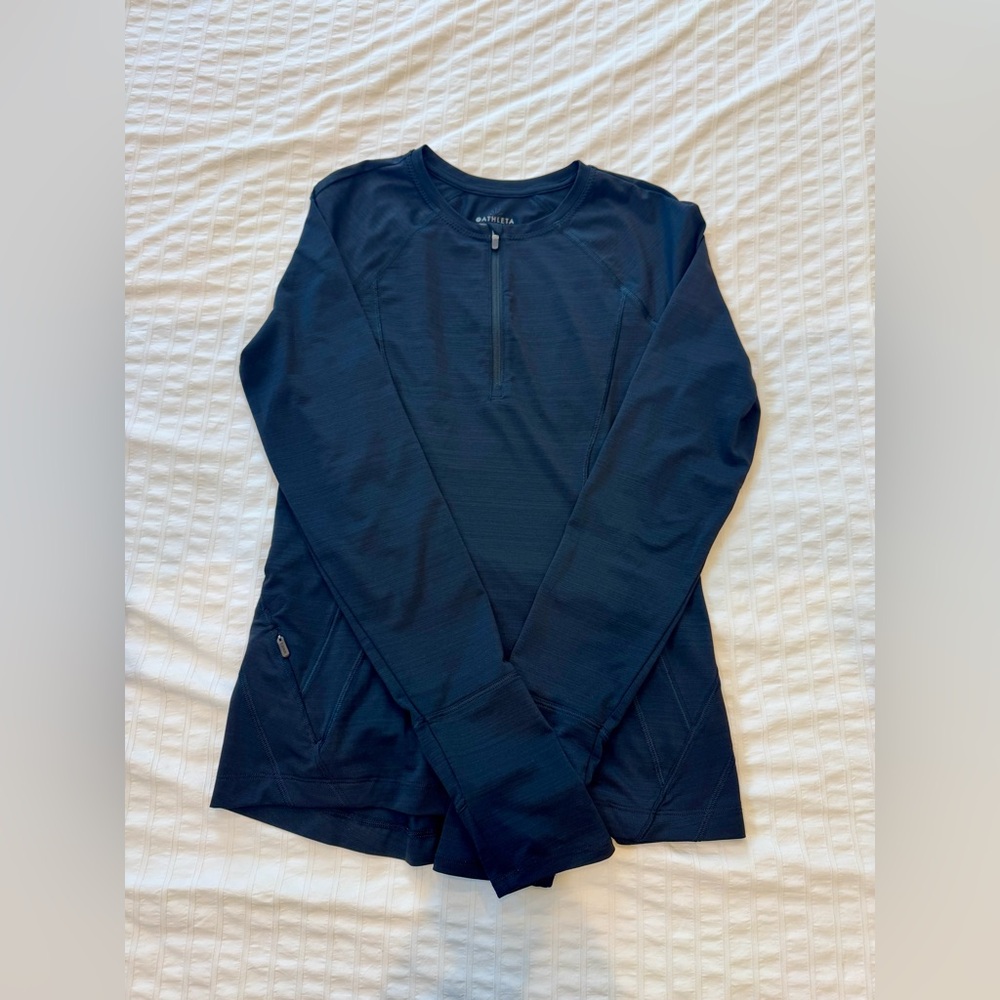 Athleta Black Zip-Up Top XS